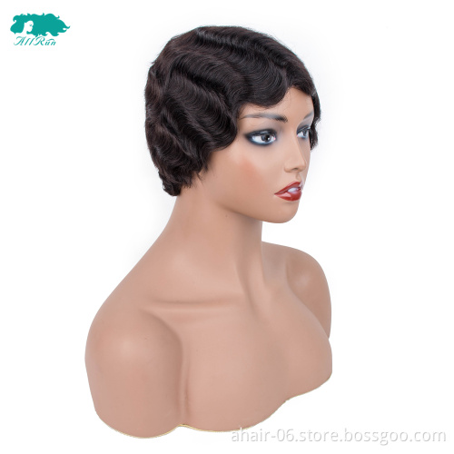 Hot selling Brazilian Remy Short Lace Front Human Hair Wigs For black women for summer